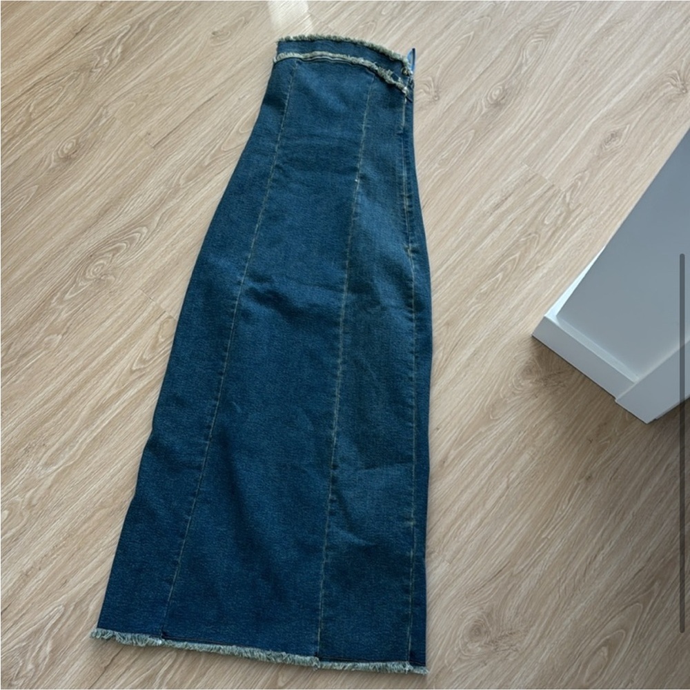 Chic Blue Denim Maxi Skirt
